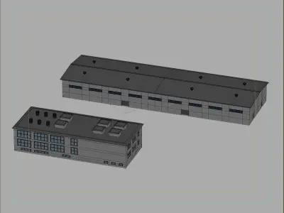 Industrial warehouse and office building pack 3D model