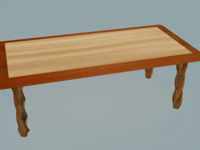 Spiral legs dining table Low-poly 3D model