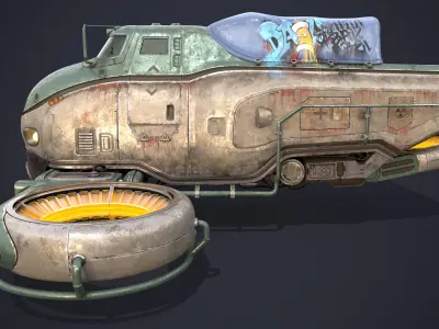 Sci-Fi Flying Hover Truck Space Fighter 3D model