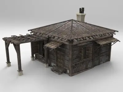 Medieval house fantasy all group Low-poly 3D model