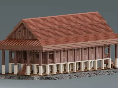 Traditional Houses - Rumah Dulohupa Low-poly 3D model
