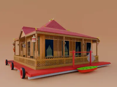 Traditional Houses - Rumah Rakit Low-poly 3D model