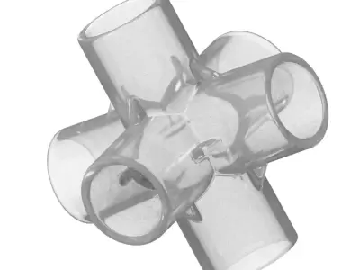 Transparent Six Way Fitting 3D model