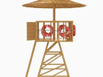 Beach Lifeguard-tower with lifeboy 3D model