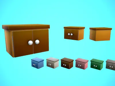WALL CABINET FURNITURE CARTOON STYLIZED Low-poly 3D model