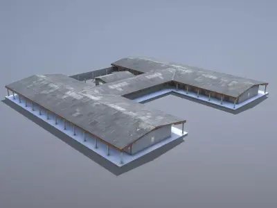MilitaryBase PortoVelho Barracks 01 Low-poly 3D model