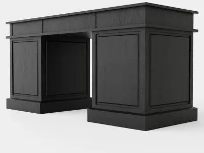Wall Street desk black oak Low-poly 3D model
