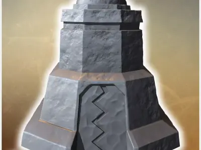 Tall fortified tower with dome angular walls and a narrow observ 3D print model