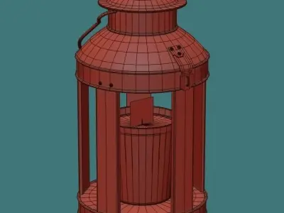 Decorative Set candle in vase and lantern 3D model