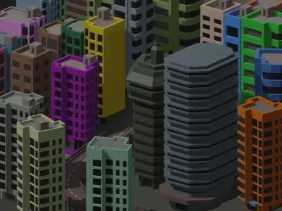 City Package Low-poly 3D model