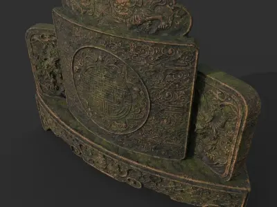 Low poly Ancient Dragon Temple Element Pack - Terracotta Low-poly 3D model