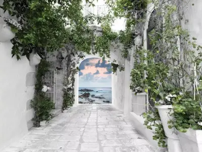 Mediterranean Passage Mural Wallpaper Texture Texture
