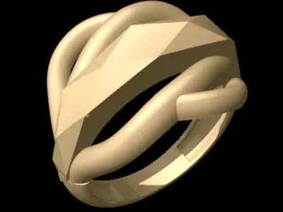Chiseled Geometric Women Rings 3D Model Pack