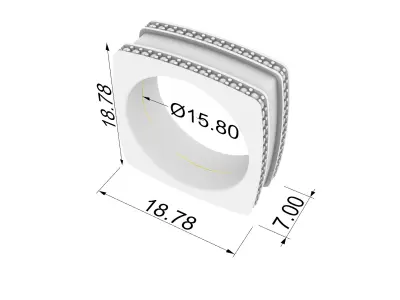 Contemporary Square Gemmed Ring JDBCo 3D print model