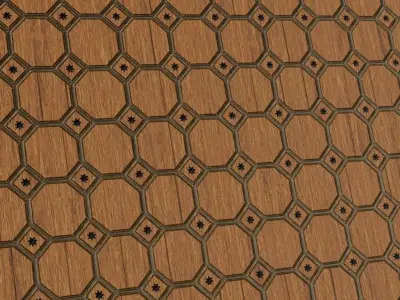 Oak Hexagon Star Parquet Flooring PBR Seamless Texture
