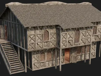 Old Medieval House Building 4K Textures GameReady 176 Low-poly 3D model