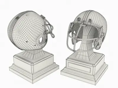  Rugby Golden Helmet Trophy on Pedestal 