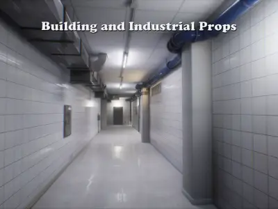 Building and Industrial Props unreal asset Low-poly 3D model