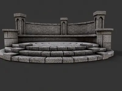 Ancient Circular Stone Platform Altar 1 Low-poly 3D model