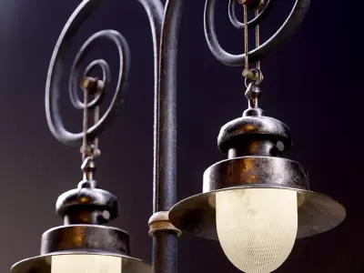 Modular Old Street Lighting 8K - 10 sizes Low-poly 3D model