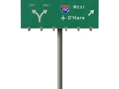 Highway Sign 01 Low-poly 3D model