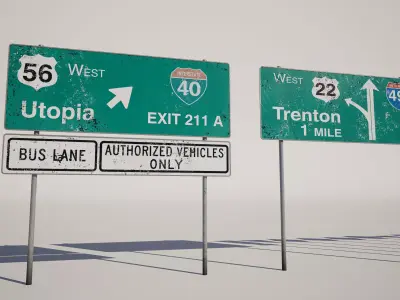  American RoadTraffic Signs Pack Low-poly 3D model