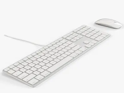 Apple Keyboard MB110 and Magic Mouse Low-poly 3D model
