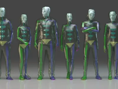  rigged People SixPack 003 - Photogrammetry Population Character Rig 