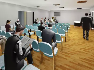 Hospital with interion beds and desks 3D model