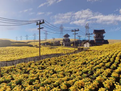 Farm Flower Field Scene 3D model