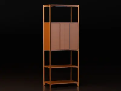 Wooden Bar Cabinet Free low-poly 3D model purchase