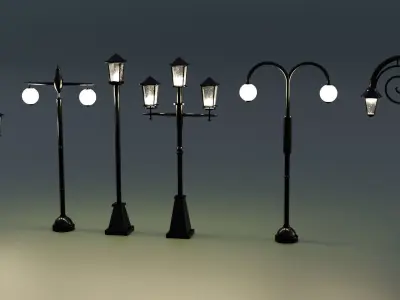 Street Lamps Low-poly 3D model