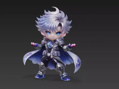 Chibi Lunar Arcane Guardian  Fantasy Sci-Fi 3D Character Model 3D model