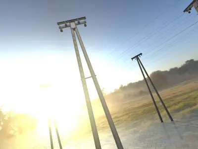 Wooden Electricity A-Pole with Ladder - Object 035 Low-poly 3D model