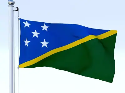 Animated Solomon Islands Flag Low-poly 3D model