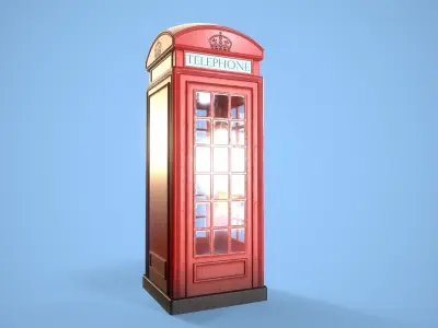 Telephone Box Low-poly 3D model