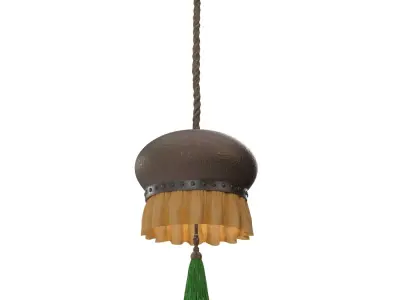 Hamared Metal Body With Lower Fabric Skirt Hanging Light PBR 3D model