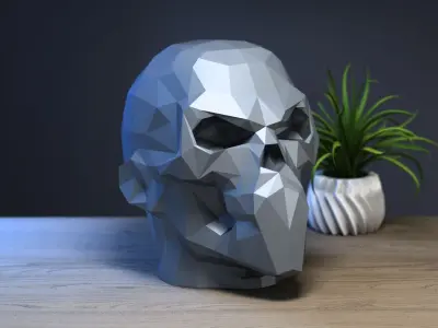 Low-poly Skull Headphone Stand 3D print model