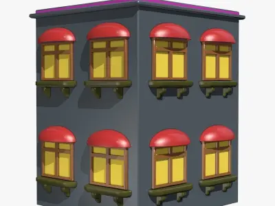 Grey Cartoon House Low-poly 3D model