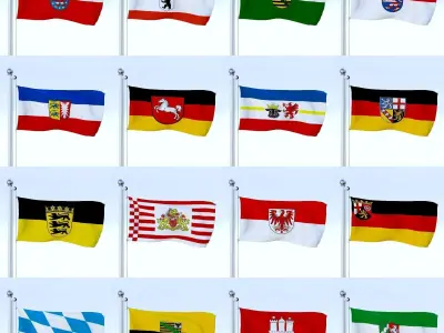 Animated German Flag Pack 3D model