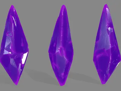 crystal set three crystals Low-poly 3D model