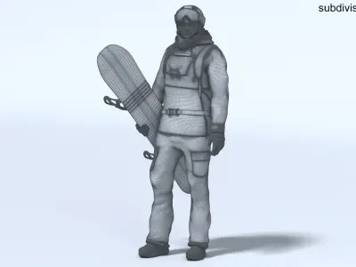  Male Snowboarder Animated HQ Editorial License 