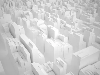 Cityscape Futuristic Exterior and Buildings Low-poly 3D model