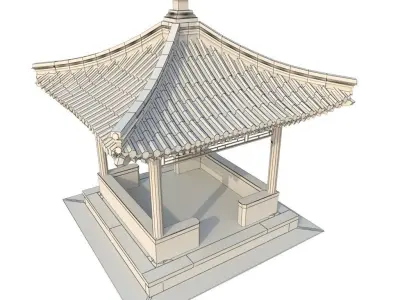 3D Chinese ancient architecture nine in one Low-poly 3D model