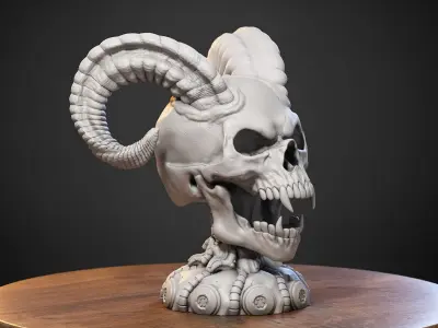 Skull wild scream robot bust Cyborg skull scream bust 3D print model