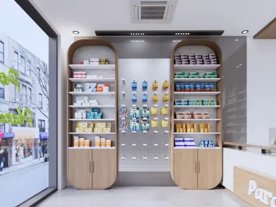 Modern Realistic Pharmacy Interior  3D Model Low-poly 3D model