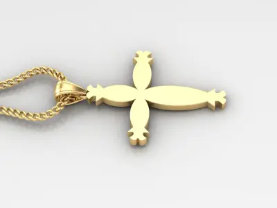 Light Gold 18K Cross Pendant 1CP066 3D print model