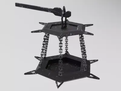 Gothic stylized medieval chain lamp Low-poly 3D model