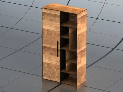 Cupboard PBR wooden bookcase 3D model