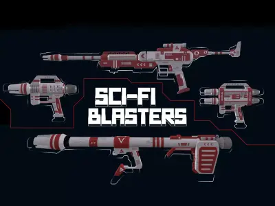 Sci-Fi Blaster Pack Low-poly 3D model Low-poly 3D model